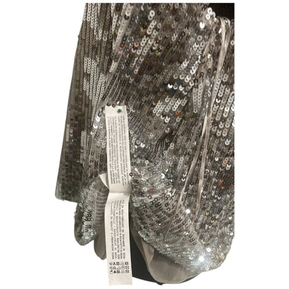 Zara TRF Silver Sequin Halter Top | Large | Back Button Neck Closure | NWOT - Picture 8 of 13